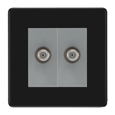 BG Screwless Matt Black Double Satellite Socket FFB642G by British General (BG-FFB642G)