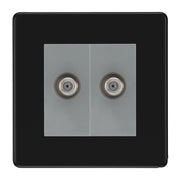 BG Screwless Matt Black Double Satellite Socket FFB642G by British General (BG-FFB642G)