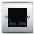 BG Nexus Polished Chrome Double RJ11 Telephone Socket NPCRJ112 - Black Insert