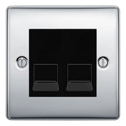 BG Nexus Polished Chrome Double RJ11 Telephone Socket NPCRJ112 - Black Insert by British General (BG-NPCRJ112B)