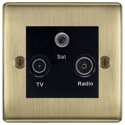 BG Nexus Metal Antique Brass TV/FM/SAT Socket NAB67B by British General (BG-NAB67B)