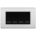 BG Screwless Brushed Steel 4 Gang IDC Secondary Telephone Socket - Black Insert