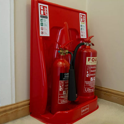 Extinguishers & Equipment: Double Universal Economy Fire Extinguisher Stand - UltraFire Grey by UltraFire (SAFELINCS-UFUNI2G)