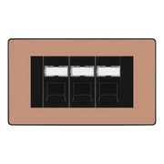 BG Evolve Polished Copper 3 Gang RJ45 Cat6 Data Socket Outlet Black Inserts by British General (BG-PCDCPRJ453B)