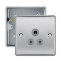 BG Nexus Brushed Steel 5A Unswitched Round Pin Socket with Surface Pattress Back Box
