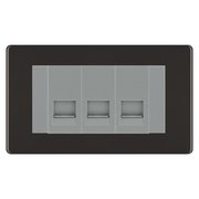 BG Screwless Black Nickel 3 Gang Master Telephone Socket - Grey Insert by British General (BG-FBNBTM3G)