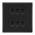 BG Matt Black 6 Gang Intermediate Custom Grid Light Switch with Back Box Included