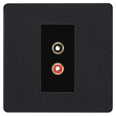 BG Evolve Matt Black Euro Module RCA X 2 Outlet PCDMBRCA2B by British General (BG-PCDMBRCA2B)