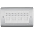 BG Nexus Brushed Steel 4 Gang RJ45 Cat6 Data Socket Outlet White Inserts