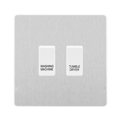 BG Evolve Brushed Steel Custom Appliance Grid Switch 2 Gang Screwless