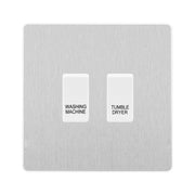 BG Evolve Brushed Steel Custom Appliance Grid Switch 2 Gang Screwless by British General (BG-EVOLVE-BS-2GANG-APPLIANCE)