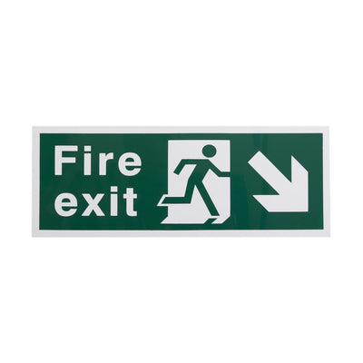 Extinguishers & Equipment: Plastic Fire Exit Signs - Self-Adhesive Arrow Down by Rainbow (SAFELINCS-RBRPSAWFED)