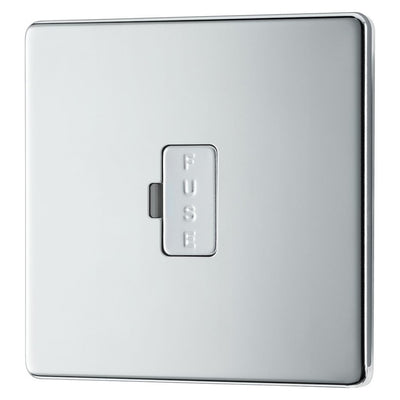 BG Screwless Polished Chrome 13A Unswitched Fused Connection Unit FPC54 with 35mm Steel Back Box