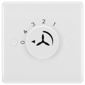 BG 887 Moulded Round Edge | White | 1 Gang 100W 1 Way 4 Speed Rotary Fan Controller