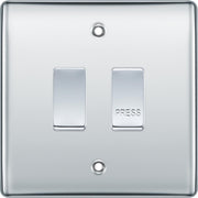 BG Nexus Polished Chrome 2G Grid Switch Kit–20A 2-Way & Retractive Press Module by British General (BG-Nexus-PC-2G-1x2Way-1xPress)