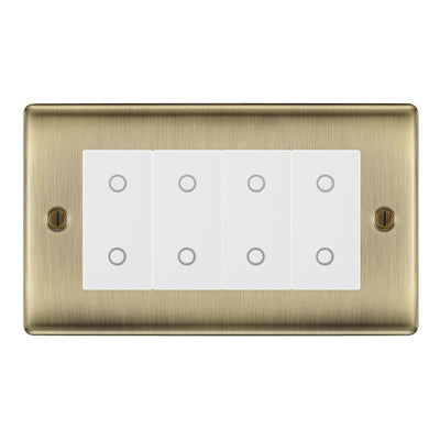BG Nexus Antique Brass Quad Secondary Touch Dimmer Switch - White Insert by British General (BG-NABTDS4W)