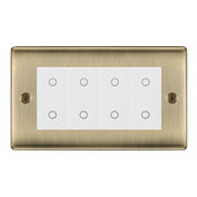 BG Nexus Antique Brass Quad Secondary Touch Dimmer Switch - White Insert by British General (BG-NABTDS4W)