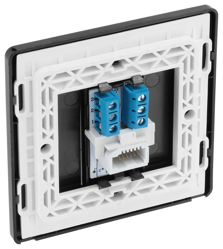 PCDDBBTS1B Back - This Evolve Matt Blue Secondary telephone socket from British General uses a screw terminal connection, and should be used for an additional telephone point which feeds from the master telephone socket.