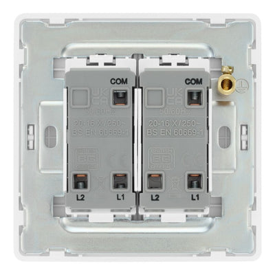 BG Evolve Brushed Steel 2 Way Double Edge to Edge Rocker Switch PCDBS42EW with 35mm Steel Back Box
