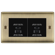 BG Antique Brass 4G Faceplate with 45W USB A+C Charger Modules – Black Insert by British General (BG-NABEMR4+EMUSBAC45B)