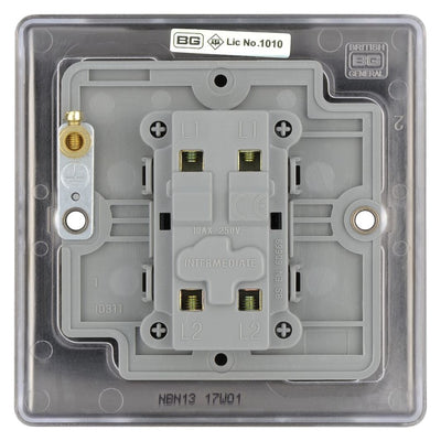 BG Nexus Metal Black Nickel 20A 16AX Intermediate Light Switch NBN13 with 35mm Steel Back Box