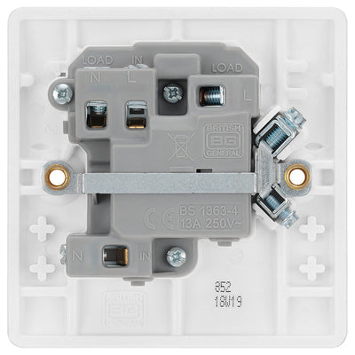 BG 852 Moulded Round Edge | White | 13A 2 Pole Neon Switched Fused Connection Unit by British General (BG-852)