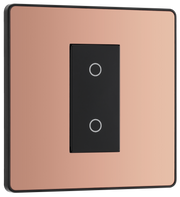 BG Evolve PCDCPTDM1B Polished Copper 1 Gang 200W Trailing Edge Master Touch Dimmer - Black Insert by British General (BG-PCDCPTDM1B-Shopify-SA_1)
