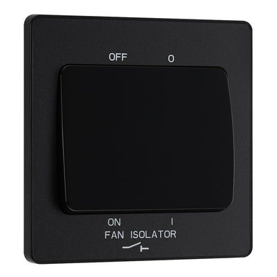 BG Evolve Matt Black 10A 3 Pole Fan Isolator PCDMB15B with 35mm Steel Back Box