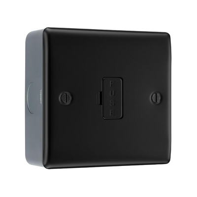 BG Nexus Matt Black 13A Unswitched Fused Connection Unit & Surface Pattress Back Box
