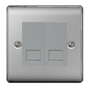 BG NBSBTS2 Nexus Metal Brushed Steel 2 Gang Slave Telephone Socket by British General (BG-NBSBTS2-Shopify-SA_1)