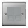 BG NBSBTS2 Nexus Metal Brushed Steel 2 Gang Slave Telephone Socket by British General (BG-NBSBTS2-Shopify-SA_1)