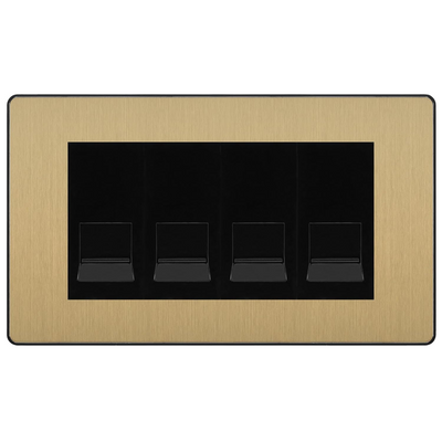 BG Evolve Satin Brass 4 Gang IDC Secondary Telephone Socket - Black Insert by British General (BG-PCDSBBTS4B)