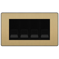 BG Evolve Satin Brass 4 Gang IDC Secondary Telephone Socket - Black Insert