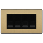 BG Evolve Satin Brass 4 Gang IDC Secondary Telephone Socket - Black Insert by British General (BG-PCDSBBTS4B)