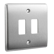 BG Nexus GNBS2 Grid Brushed Steel 2 Gang Front Plate by British General (BG-GNBS2-1)