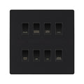 BG Evolve Matt Black Custom Appliance Grid Switch 8 Gang Screwless