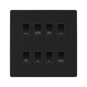 BG Evolve Matt Black Custom Appliance Grid Switch 8 Gang Screwless by British General (BG-EVOLVE-MB-8GANG-APPLIANCE)