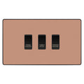 BG Evolve Polished Copper Custom Appliance Grid Switch 3 Gang Screwless