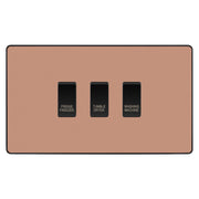 BG Evolve Polished Copper Custom Appliance Grid Switch 3 Gang Screwless