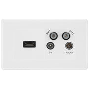 BG Nexus White Moulded 4G Faceplate with HDMI + TV/FM/SAT Module - White Insert by British General (BG-8EMR4-HDMI-TVFM2W)