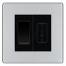 BG Flatplate Screwless Polished Chrome 20A Intermediate Switch & 13A Fused Spur Plate | Black Insert