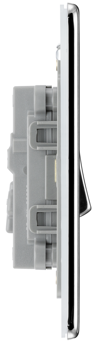 BG Electrical FPC13 Nexus Screwless Flat-Plate Single Intermediate Light Switch Polished Chrome 10A
