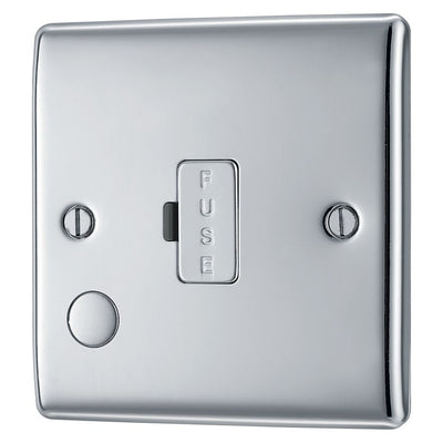 BG Nexus Metal Polished Chrome 13A Unswitched Spur + Cable Outlet NPC55 with 25mm Steel Back Box