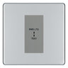 BG Flatplate Screwless Polished Chrome 20AX 2 Way Emergency Lighting Test Key Switch - Key Included - Grey Insert