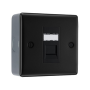 BG Nexus Matt Black RJ45 Single Data Outlet Socket with Surface Pattress Back Box by British General (BG-NFBRJ451+MC501-01)