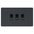 BG Evolve Matt Grey Custom Appliance Grid Switch 3 Gang Screwless