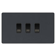 BG Evolve Matt Grey Custom Appliance Grid Switch 3 Gang Screwless by British General (BG-EVOLVE-MG-3GANG-APPLIANCE)