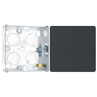 BG Evolve Matt Grey 1 Gang Single Blank Plate PCDMG94B with 25mm Steel Back Box