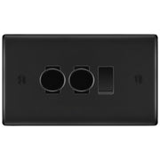 BG Matt Black 3 Gang Switch 2x Trailing Edge LED Dimmer 1x 2 Way Custom Grid Switch by British General (BG-NEXUS-MB-CUSTOM-3GANG-2xDIMMER-1x2WAY)