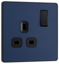 BG PCDDB21B Matt Blue Evolve 1 Gang 13A Switched Socket Outlet - Black Insert